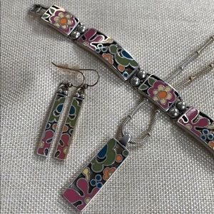 Brighton flower necklace bracelet and earrings